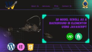Interactive 3D model scrolling background built with Elementor and JavaScript