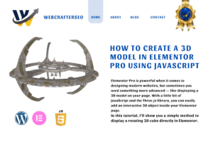 Learn how to create a 3D model in Elementor Pro using JavaScript.